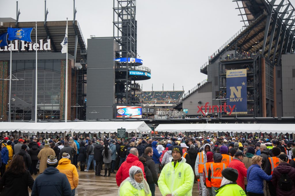 12 14 2019 – e cohen – lincoln financial field -army navy game- tailgaters -14 Thousands gather at Lincoln Financial Field for 120th Annual Army-Navy Game on Dec. 14, 2019 in Philadelphia. (Emily Cohen for WHYY)