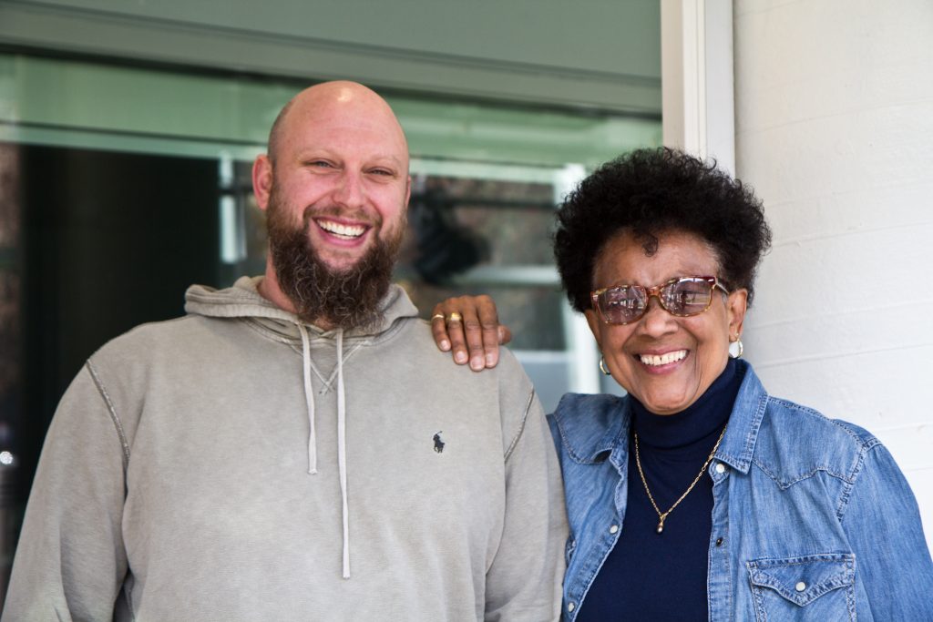 2019 11 19 k paynter jazz lovers Max Ochester of Brewerytown Beats/Dogtown Records and Sounds of Liberation guitarist Monnette Sudler. (Kimberly Paynter/WHYY)