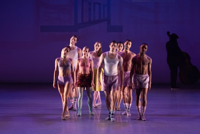 Dancers (from left) Francesca Forcella, Blake Krapels, Skyler Lubin, Chloe Perkes, Zachary Kapeluck, Caili Quan, Richard Villaverde, Roderick Phifer. (Photo by Vikki Sloviter, courtesy of BalletX)