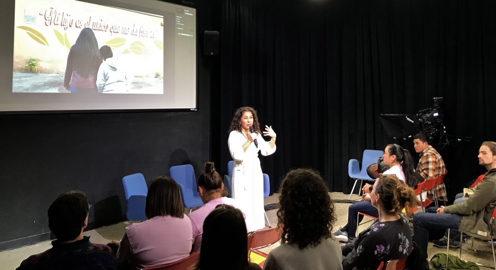 2019 12 14-l benshoff-philly cam Visual artist and filmmaker Michelle Angela Ortiz hosts a screening and memorial service dedicated to Maria Martinez Nolasco at PhillyCAM. (Laura Benshoff/WHYY)