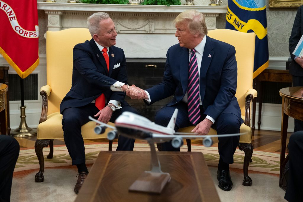 AP_19353736226924 President Donald Trump meets with Rep. Jeff Van Drew, D-N.J., who is planning to switch his party affiliation, in the Oval Office of the White House, Thursday, Dec. 19, 2019, in Washington. (AP Photo/ Evan Vucci)