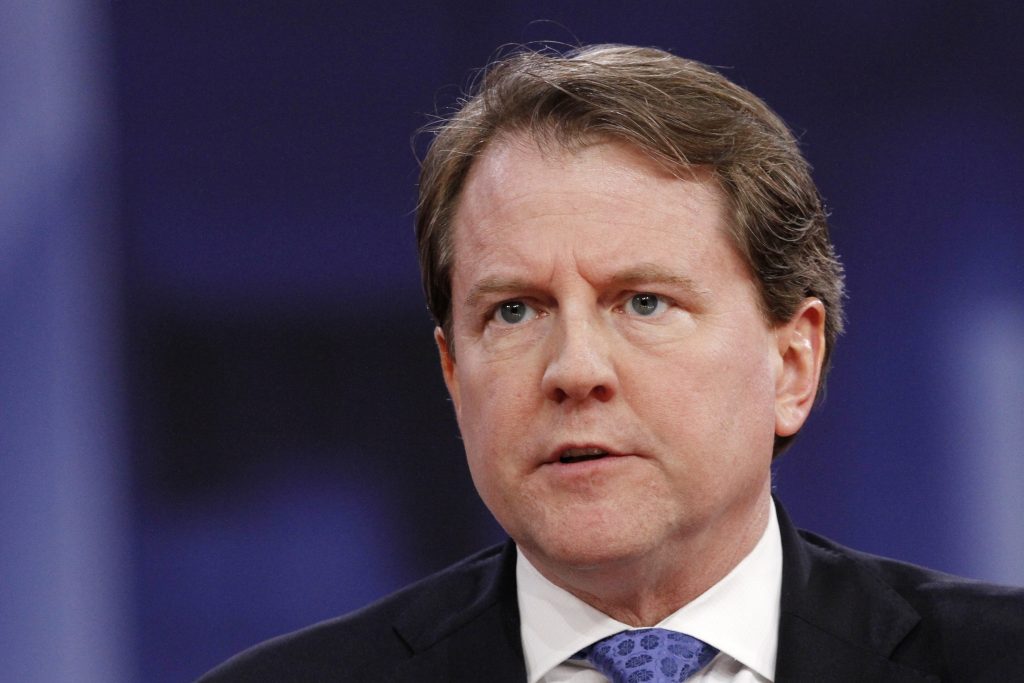 Don McGahn White House counsel Don McGahn speaks at the Conservative Political Action Conference (CPAC), at National Harbor, Md. (Jacquelyn Martin/AP Photo)