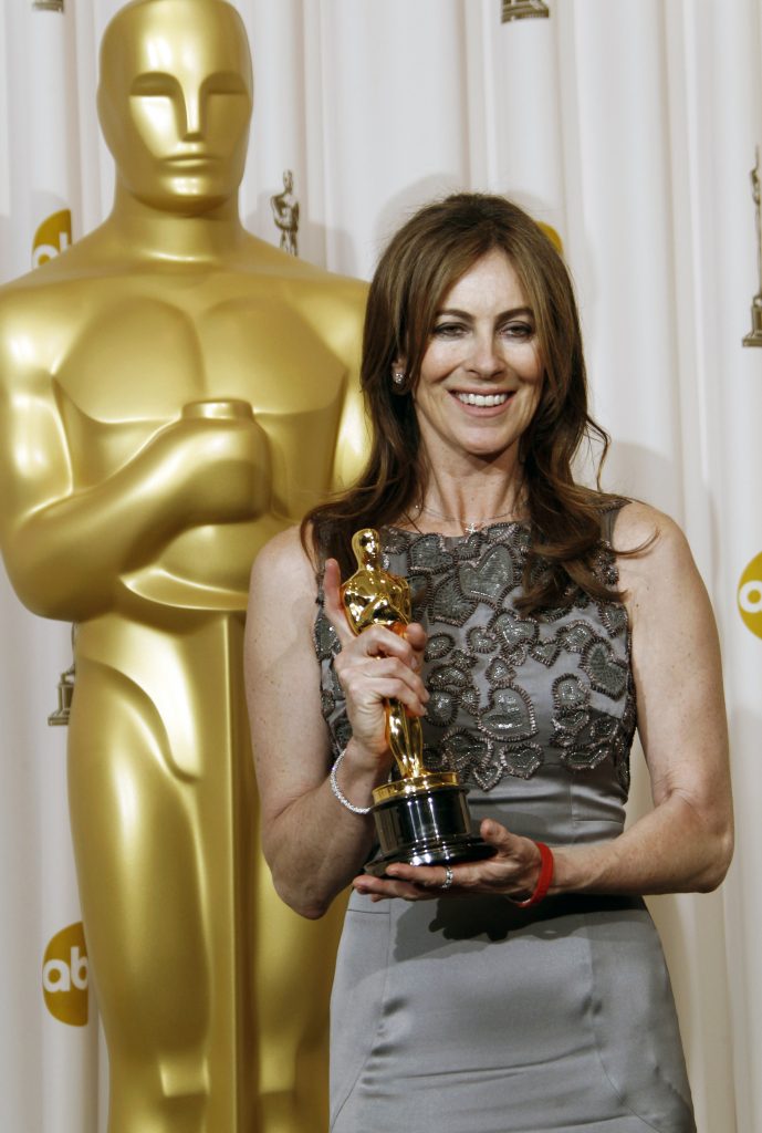 Director Kathryn Bigelow poses backstage with the Oscar for best achievement in directing for 