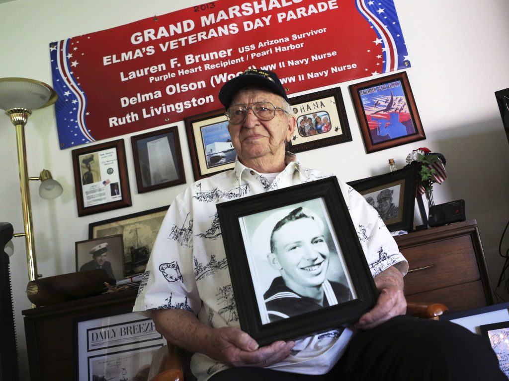 Lauren Bruner, a survivor of the USS Arizona which was attacked on Dec. 7, 1941, died earlier in 2019 at the age of 98. Lauren Bruner, a survivor of the USS Arizona which was attacked on Dec. 7, 1941, died earlier in 2019 at the age of 98. (Reed Saxon/AP Photo)
