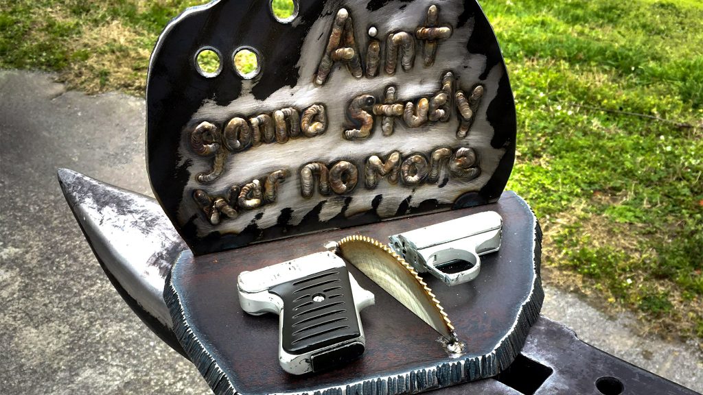 gunstogardentools-01crop Author Shane Claiborne turns donated guns into artwork and garden tools COURTESY SHANE CLAIBORNE