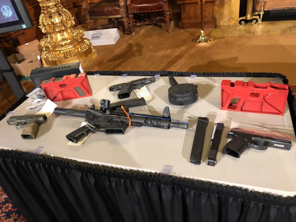 kit-guns-presser121619-1920×1440 Guns, including ones made through DIY kits, are displayed on a table in the Governor's Reception Room of the state Capitol on Dec. 16, 2019. (Ed Mahon/PA Post)