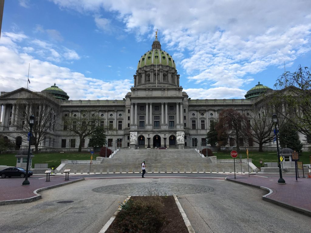 pa_capitol_photo The new congressional map must account for the loss of one seat, dropping the state's D.C. delegation from 18 to 17 starting with the 2022 races. (Patrick Doyle/90.5 WESA)