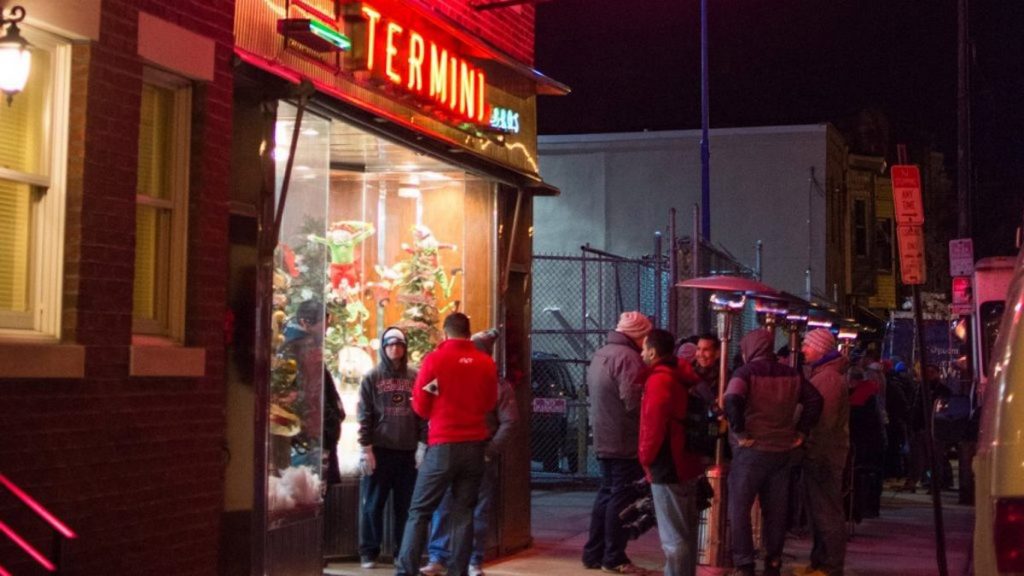 terminibros-christmaseveline-crop-1024×576 (1) Heat lamps keep people warm as they line up for Christmas treats at Termini Bros. Bakery in South Philly (Facebook / Termini Bros Bakery)
