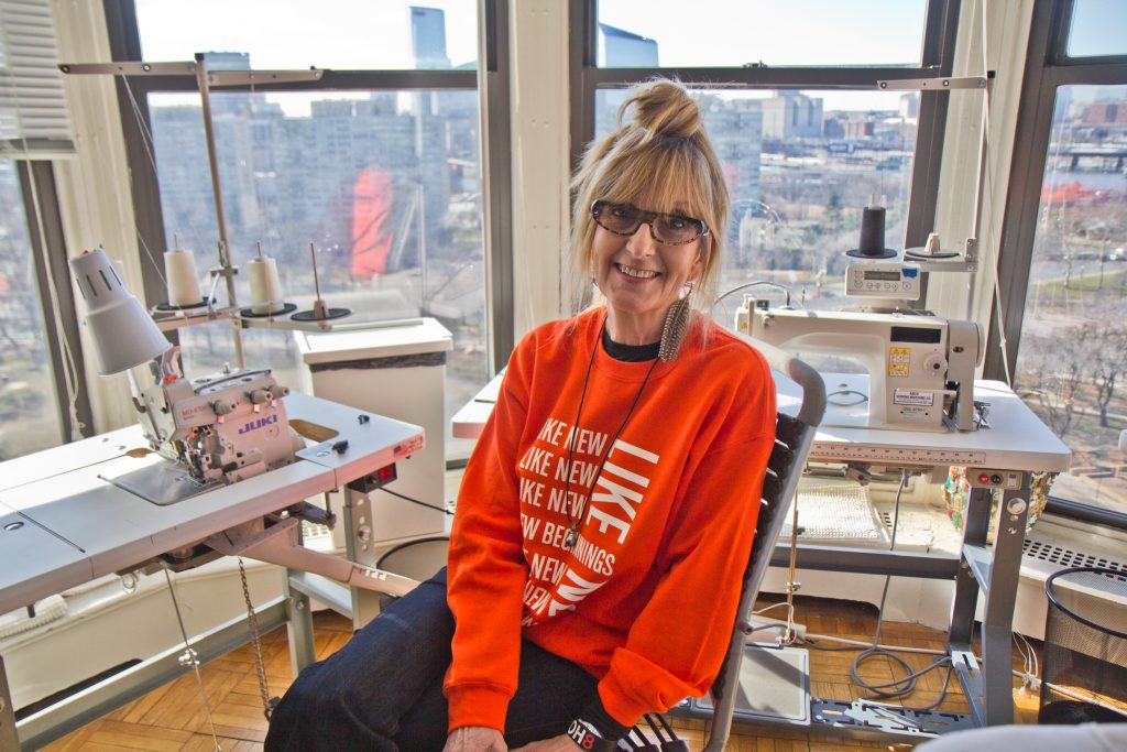 2020 1 29 k paynter nancy volpe-beringer Nancy Volpe-Beringer became a fashion designer in her 50s, and followed her dream to compete on the television show “Project Runway.” (Kimberly Paynter/WHYY)