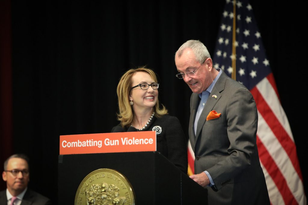 Governor Phil Murphy, Attorney General Gurbir Grewal, and former Congresswoman Gabby Giffords announce the first recipients of grant funding for hospital-based violence intervention programs at the Mary McLeod Bethune Life Center in Jersey City on January 29, 2020. (Edwin J. Torres/Governor's Office)