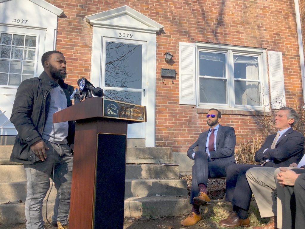 6C880C50 Jarell Hawkins talks about the success he’s found as a former inmate learning how to renovate homes with 2 Fish Home Renovations. The company was one of six to get part of $1 million in state funding to do more housing work. (Mark Eichmann/WHYY)