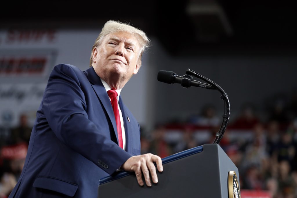 Donald Trump President Donald Trump speaks at a campaign rally, Thursday, Jan. 9, 2020, in Toledo, Ohio. (Jacquelyn Martin/AP Photo)