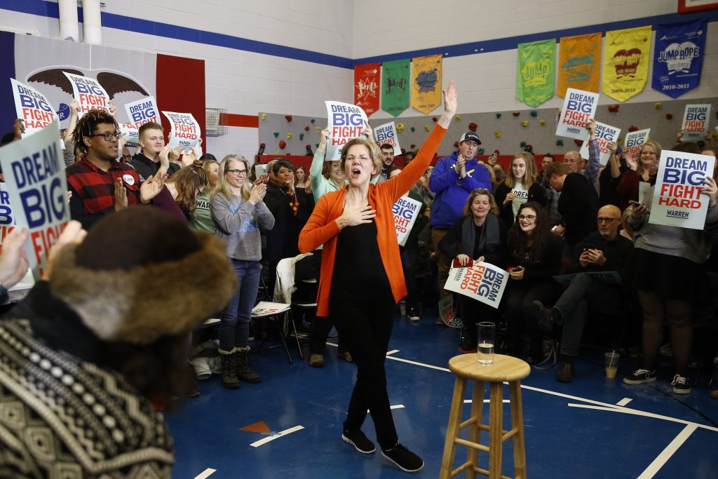 Elizabeth Warren Democratic presidential candidate Sen. Elizabeth Warren, D-Mass., speaks during a campaign event, Sunday, Jan. 12, 2020, in Marshalltown, Iowa. (AP Photo/Patrick Semansky)