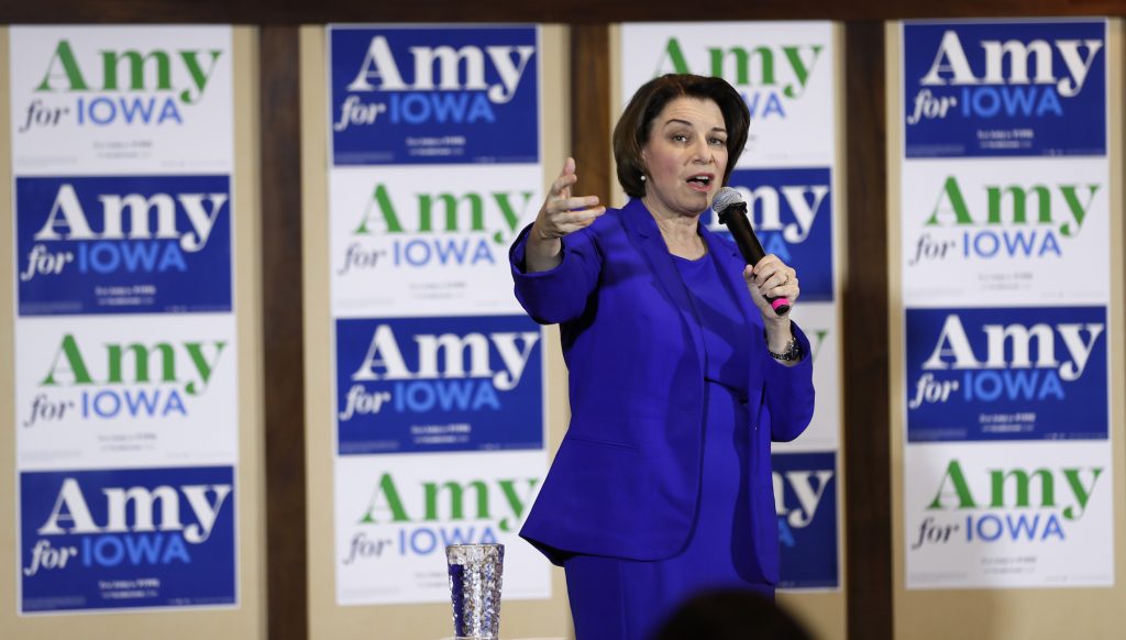 Amy Klobuchar Democratic presidential candidate Sen. Amy Klobuchar, D-Minn., speaks during a town hall, Sunday, Jan. 12, 2020, in Perry, Iowa. (Charlie Neibergall/AP Photo)