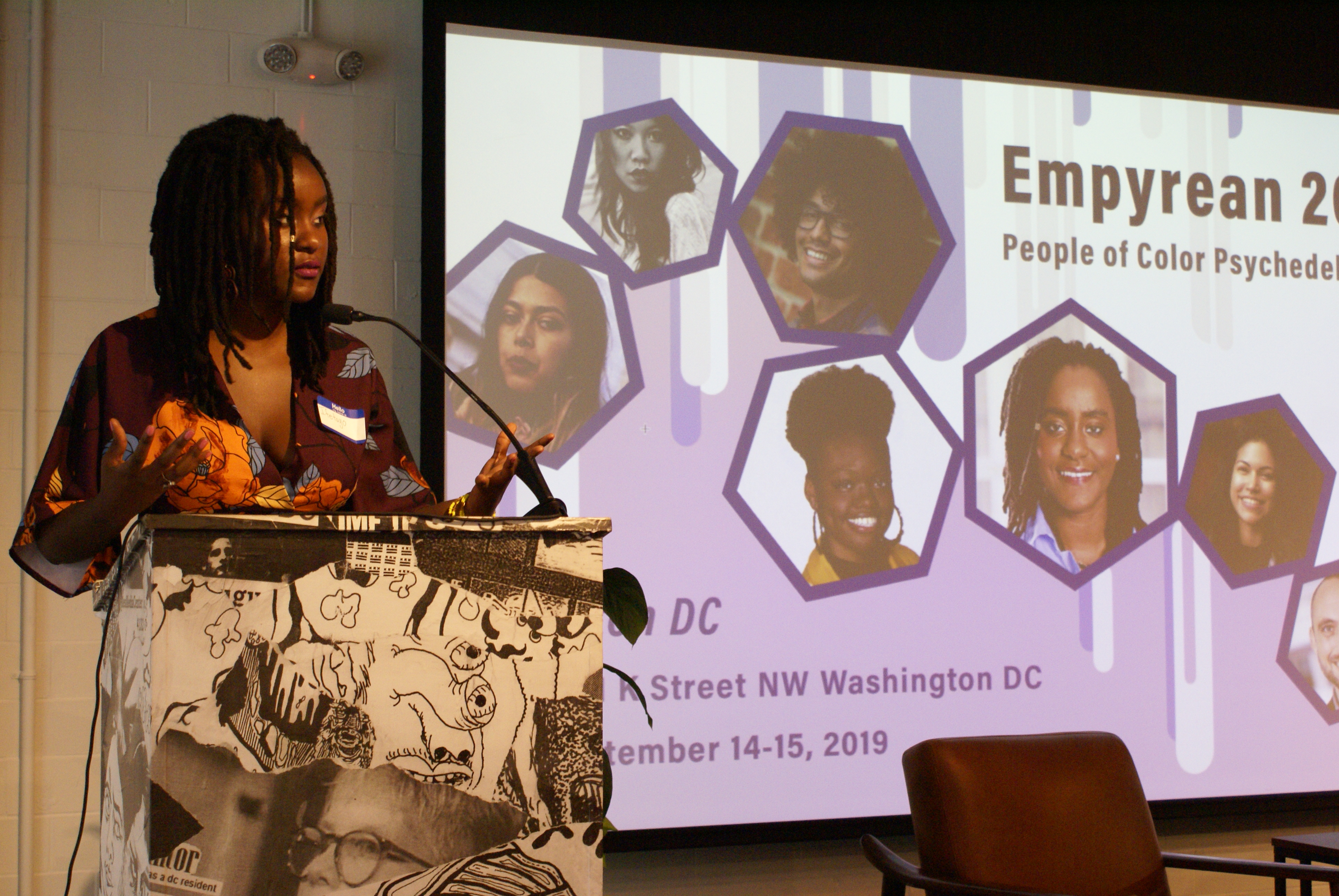 Ifetayo speaking at POC psychedelic conference - credit Ifetayo Harvey