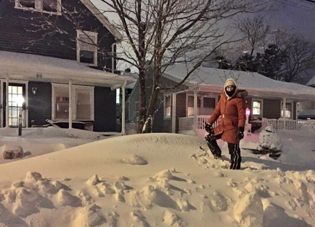 Screen-Shot-2019-01-23-at-12.35.18-PM-768×553 Caitrin Dunn stands on her buried car in Monmouth County's Avon. (Photo courtesy of Jennifer Husar)