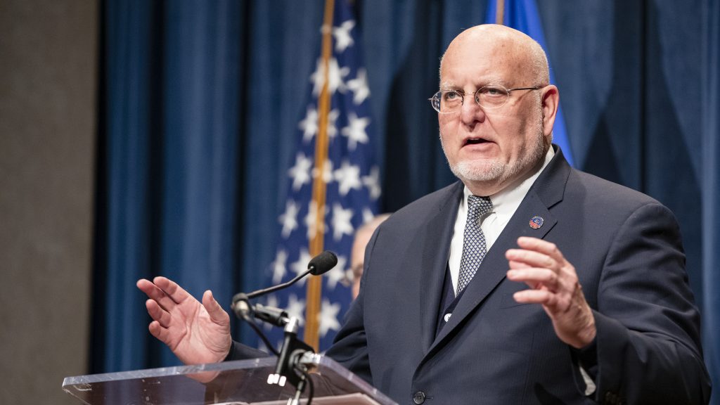 Dr. Robert Redfield, director of the Centers for Disease Control and Prevention Director, speaks during a press conference Tuesday at the Department of Health and Human Services. Dr. Robert Redfield, director of the Centers for Disease Control and Prevention Director, speaks during a press conference Tuesday at the Department of Health and Human Services. (Samuel Corum/Getty Images)