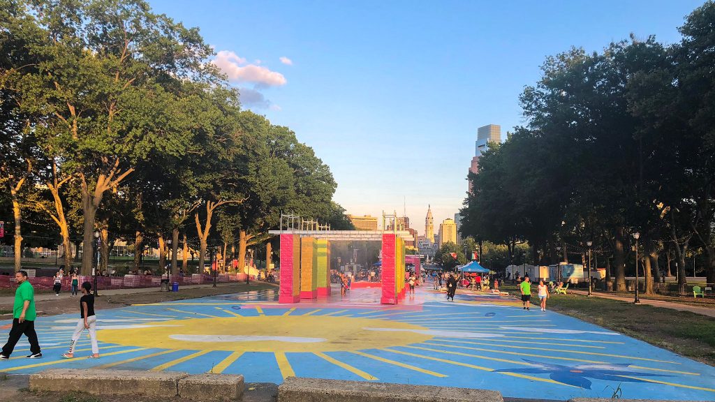 theoval-aug2018-crop The pop-up Oval installation in front of the Art Museum is set to become permanent. (Danya Henninger/Billy Penn)