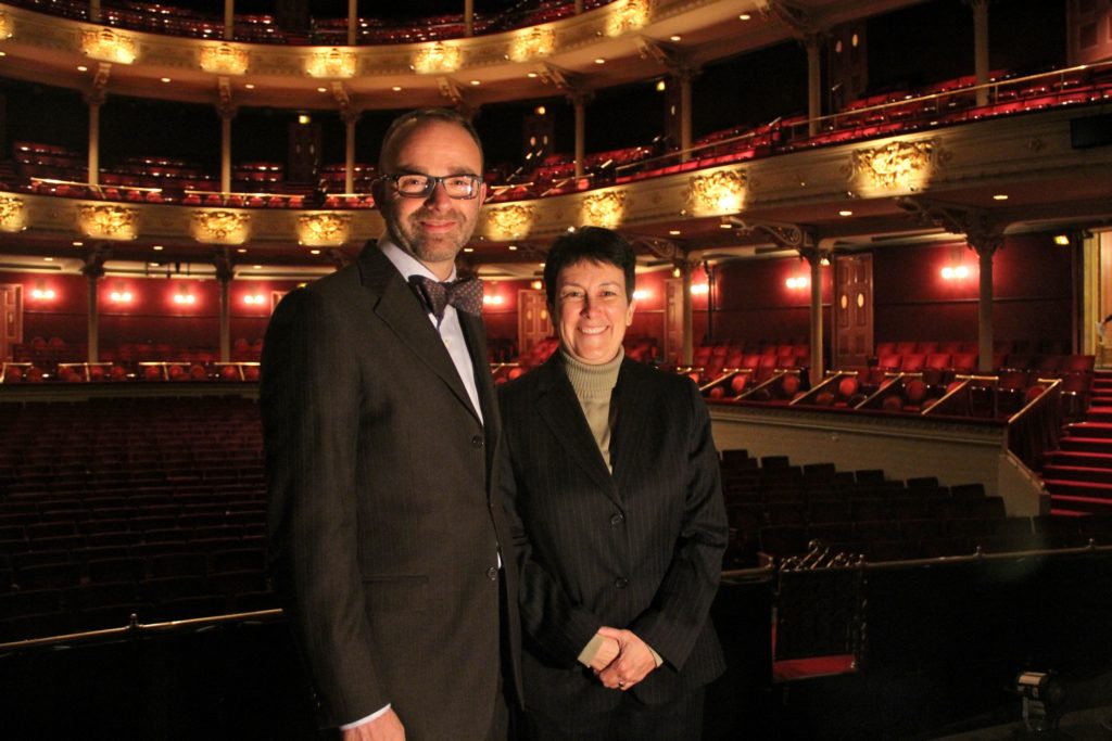 2015 02 13-e lee-david devan jennifer higdon-opera philadelphia Opera Philadelphia General Director David Devan and Pulitzer Prize winning composer Jennifer Higdon. (Emma Lee/WHYY)