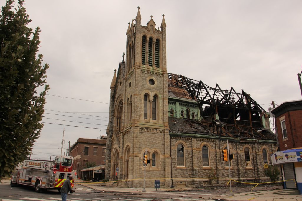 2019 08 28-e lee-philadelphia greater bibleway temple-fire The Greater Bible Way Temple at 1461 N. 52nd St., was severely damaged by fire in August 2019. (Emma Lee/WHYY)