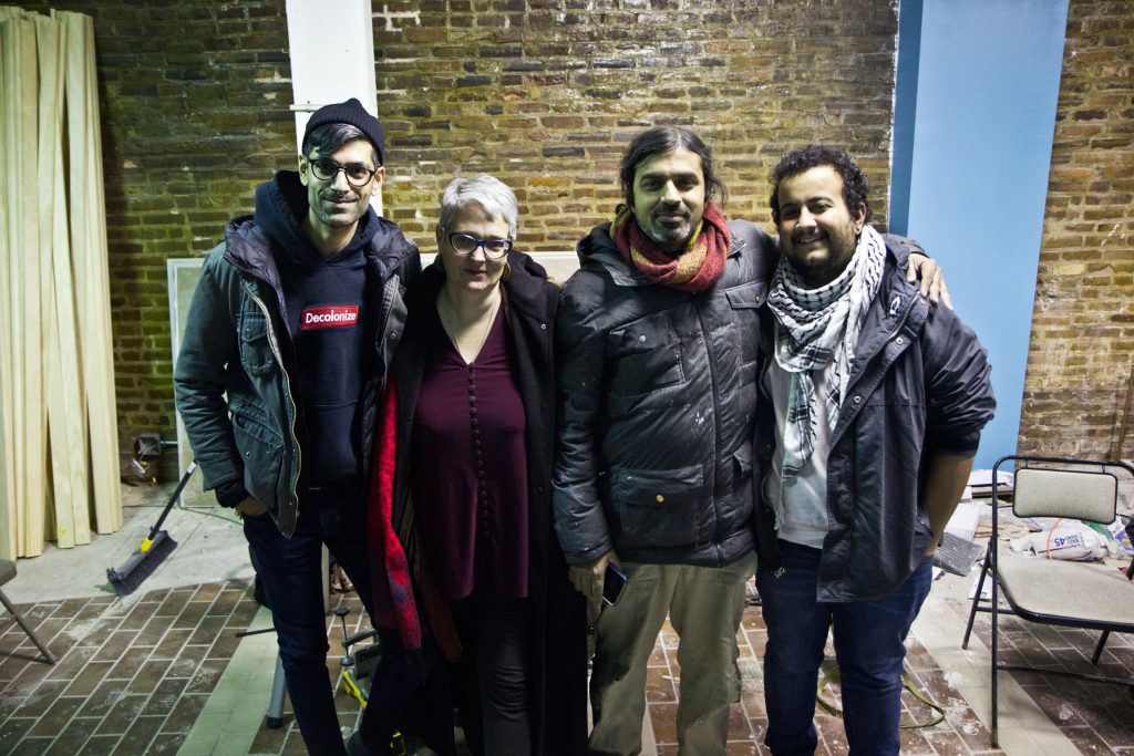 2019 12 04 k paynter making worlds-3 From left, Malav Kanuga, Lucy Duncan, Sy Biswas and Nicki Kattoura are four of five members of the Making Worlds collective. (Kimberly Paynter/WHYY)