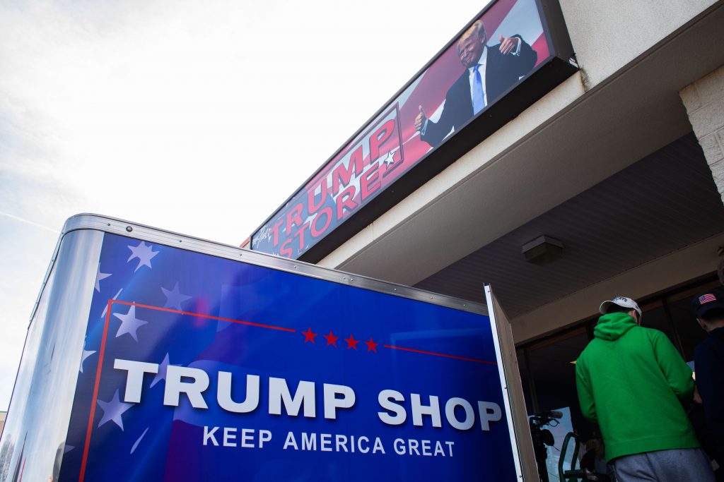 2020 02 15-b haydu-trump store bensalem pennsylvania-20 The Trump Store in Bensalem saw large crowds of shoppers on Presidents Day Weekend. (Becca Haydu for WHYY)