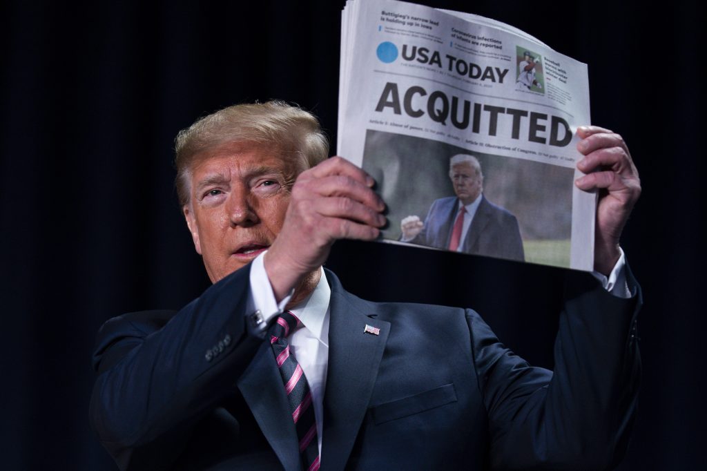 Donald Trump President Donald Trump speaks at the 68th annual National Prayer Breakfast, at the Washington Hilton, Thursday, Feb. 6, 2020, in Washington. (AP Photo/ Evan Vucci)