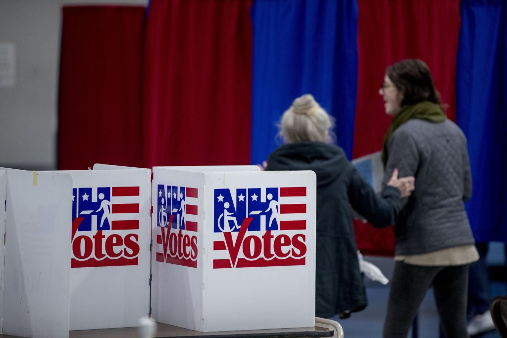 Election 2020 New Hampshire Primary Residents arrive to vote in the New Hampshire Primary at Bishop O'Neill Youth Center, Tuesday, Feb. 11, 2020, in Manchester, N.H. (AP Photo/Andrew Harnik)