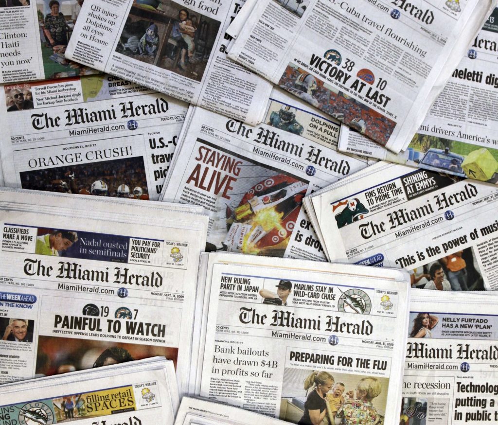 AP_20044462445845 Copies of the McClatchy Co. owned Miami Herald newspaper are shown Wednesday, Oct. 14, 2009 in Miami. (Wilfredo Lee/AP Photo)