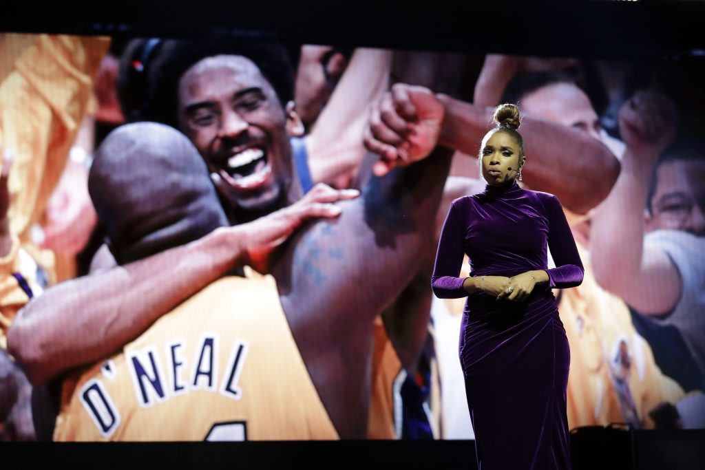 APTOPIX NBA All Star Game Basketball Jennifer Hudson sings a tribute to former NBA All-Star Kobe Bryant and his daughter Gianna, who were killed in a helicopter crash Jan. 26, before the NBA All-Star basketball game Sunday, Feb. 16, 2020, in Chicago. (AP Photo/Nam Huh)