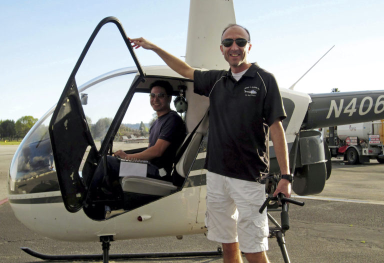 Helicopter pilot Ara Zobayan violated federal flight rules in 2015 when he flew into busy airspace near Los Angeles International Airport despite being ordered not to by air traffic control, according to records from the Federal Aviation Administration obtained by the Los Angeles Times. (Group 3 Aviation via AP Photo, File)