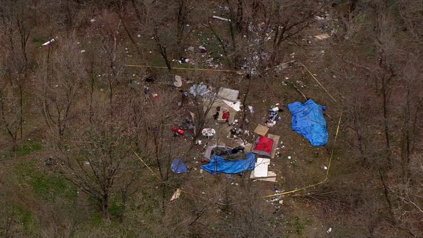 CHOPPERSTANTONDEDEATHINVESTIGATION_8389492 Four people experiencing homelessness were found dead inside of a tent in a Delaware woods on Monday. (NBC10)