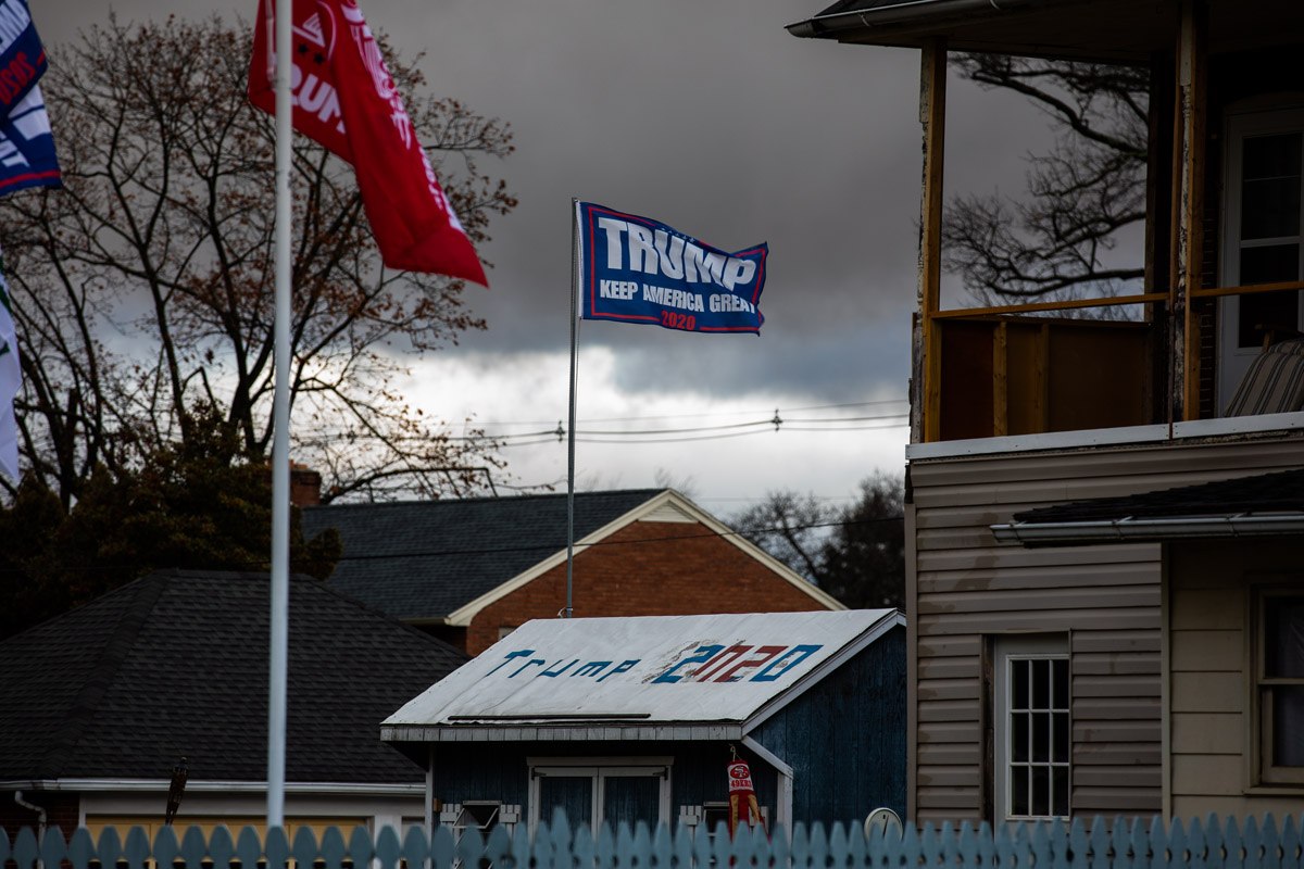 In 2016, 71 percent of Franklin County voted for President Donald Trump. You'll find evidence of his continued support in at homes in the area. (Jeffrey Stockbridge for Keystone Crossroads)