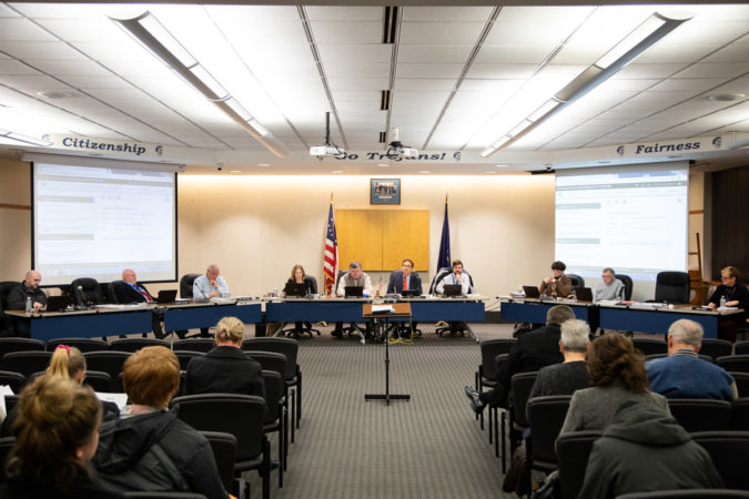 A Chambersburg School Board meeting, December 2019. (Jeffrey Stockbridge for Keystone Crossroads)
