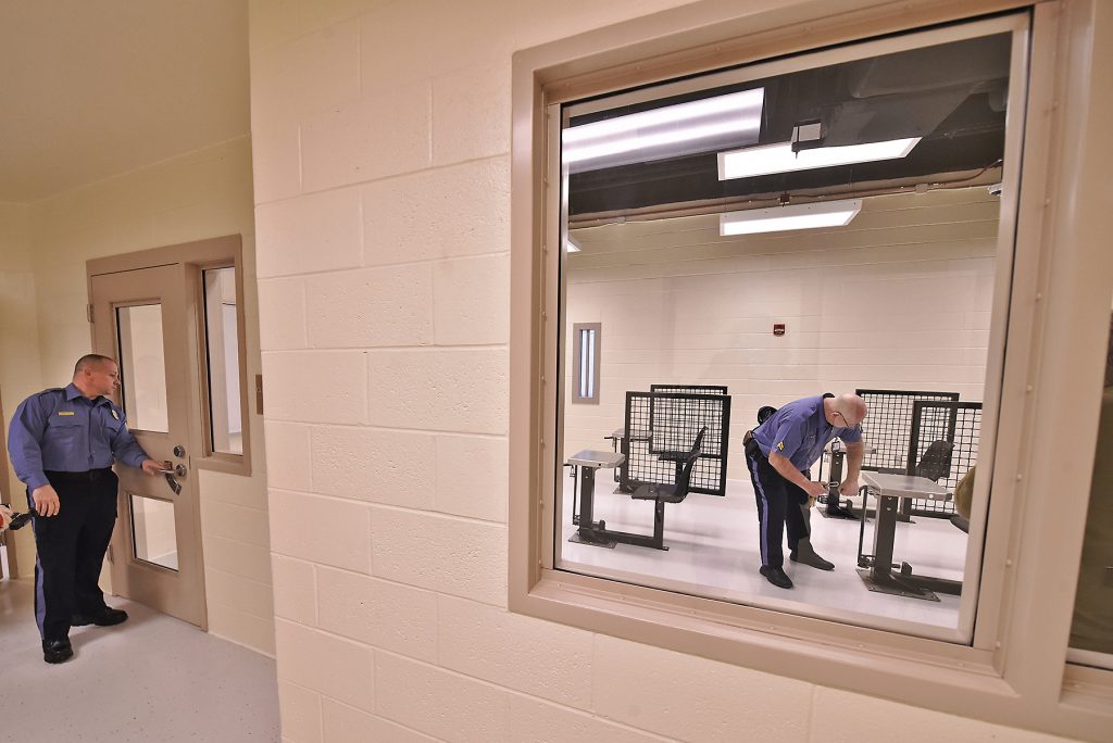 GovCarneyVisitsPrisonEducationBuilding7 A classroom in the expanded maximum security education building at the James T. Vaughn Correctional Facility in Smyrna, Delaware. (Butch Comegys for WHYY)