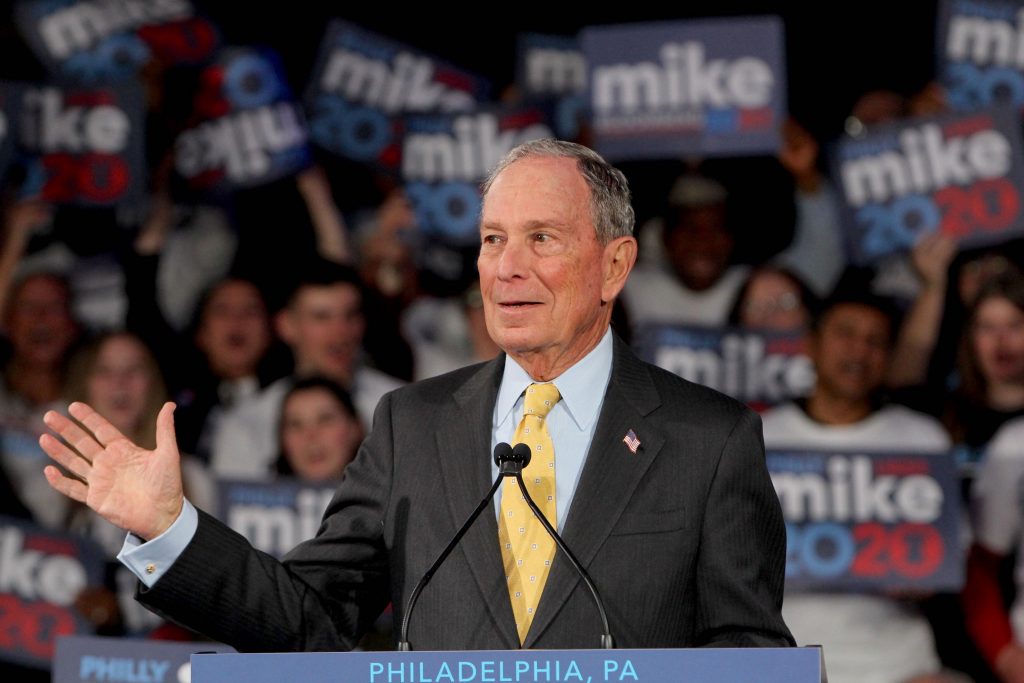 Image from iOS (6) Democratic Presidential candidate Michael Bloomberg speaks at the National Constitution Center in Philadelphia. (Emma Lee/WHYY)