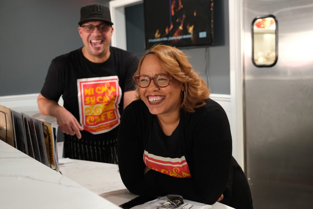Mi Casa Su Casa Reading PA 21 Johanny Cepeda-Freytiz shares a laugh with her customers at Mi Casa Su Casa cafe in Reading, Pennsylvania. (Matt Smith for Keystone Crossroads)
