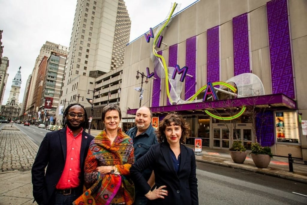 WILMA ART 1 Wilma Theater's four co-artistic directors pose in the middle of South Broad Street, across from the theater. From left: James Ijames, Blanka Zizka, Yury Urnov and Morgan Green. (Photo courtesy of Wide Eyed Studio)