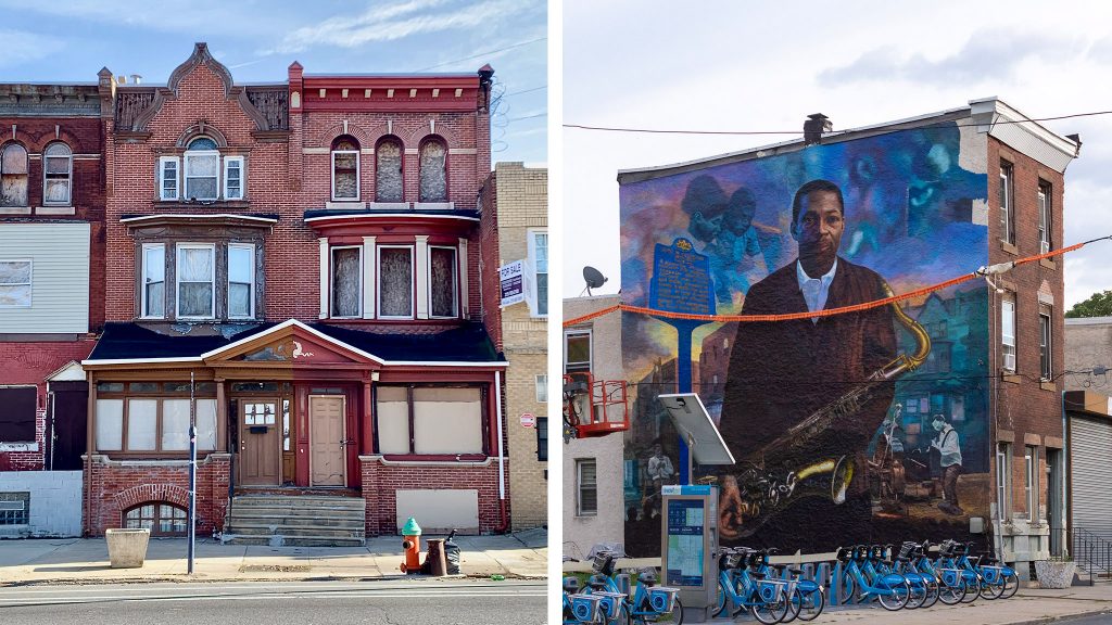 coltranehousemural HOUSE: COURTESY PRESERVATION PENNSYLVANIA; MURAL: DANYA HENNINGER / BILLY PENN