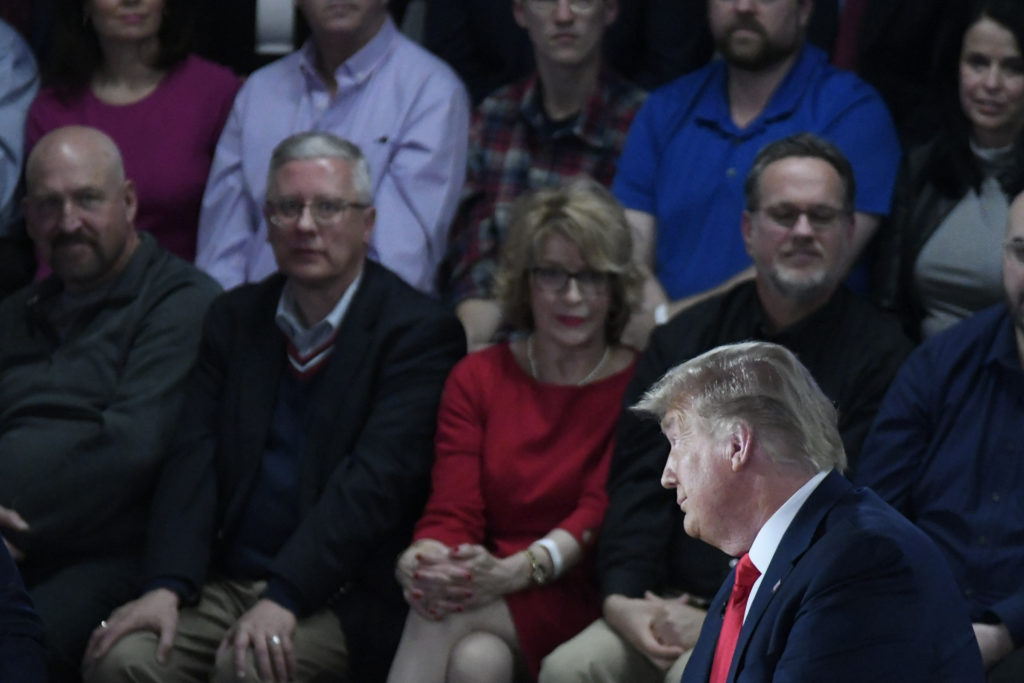 Trump Townhall in Scranton, PA President Donald Trump reacts to questions during a town hall in Scranton, Pa. on Thursday. (Bastiaan Slabbers for Keystone Crossroads)
