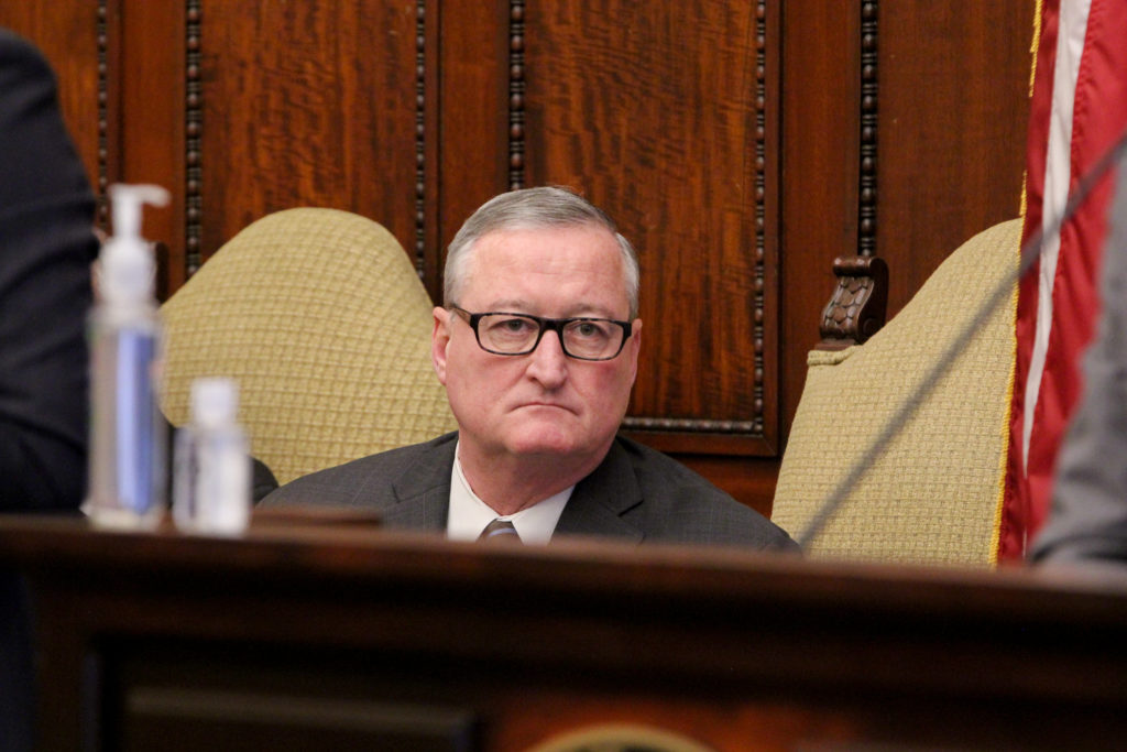 2020 03 18-e lee-jim kenney-philadelphia city hall-coronavirus update listen Philadelphia Mayor Jim Kenney listens during the daily coronavirus update at City Hall. (Emma Lee/WHYY)