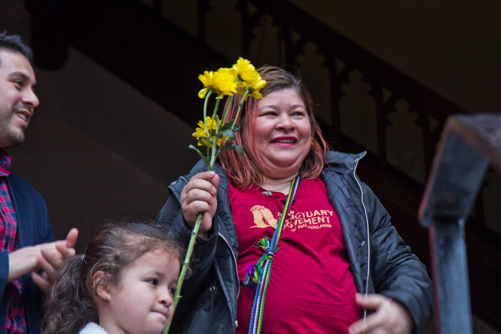 2020 3 12 k paynter FUMCOG sanctuary exit-2 Suyapa Reyes and her four children have lived in sanctuary at the First United Methodist Church of Germantown since September 2018. (Kimberly Paynter/WHYY)