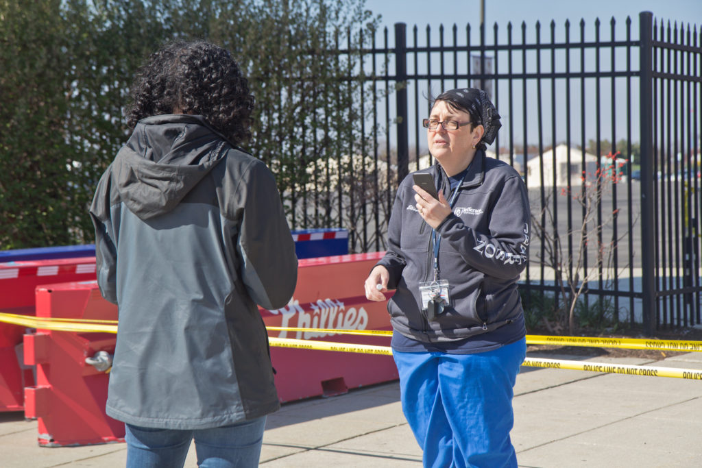 2020 3 26 k paynter medical reserve corps-8 Elise Aminah Dorr-Dorynek is a Medical Reserve Corps volunteer of almost 20 years. She talked to press Thursday about what it’s like to administer COVID-19 testing. (Kimberly Paynter/WHYY)