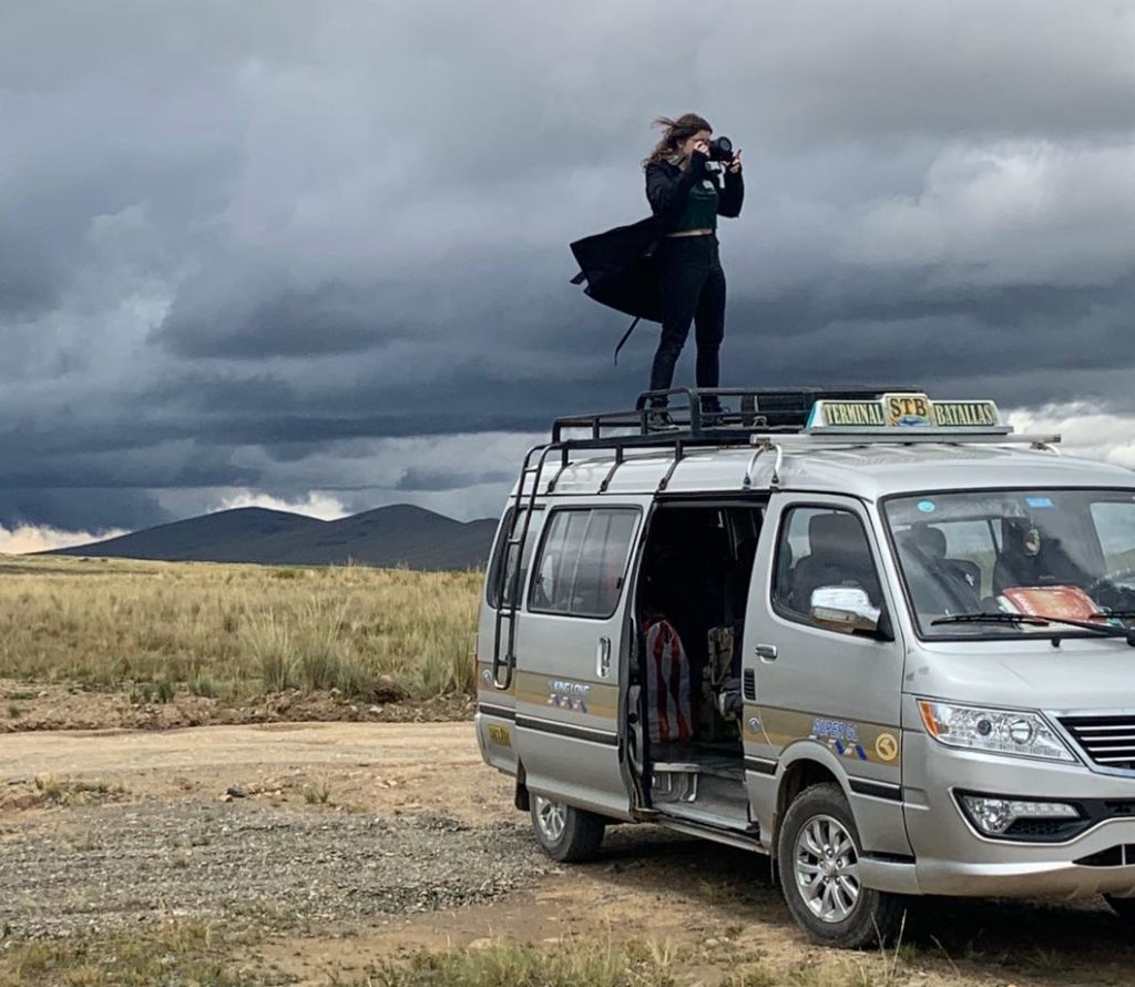 63bdac4a-98d4-47d3-99dc-2f2a8e2a2078 George School senior, Julia Carrigan, preparing for a film shoot in La Paz, Bolivia. (Photo courtesy of Emily Blanck)