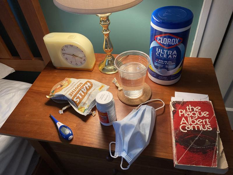 90529147_1268920059975393_589679703862804480_o Dean Lindsey shared a picture on Facebook on March 21, 2020 of the items on his bedside table in quarantine in his State College house.
DEAN LINDSEY