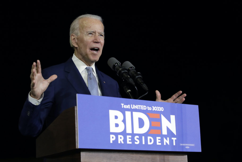 Joe Biden Democratic presidential candidate former Vice President Joe Biden speaks during a primary election night rally Tuesday, March 3, 2020, in Los Angeles. (Marcio Jose Sanchez/AP Photo)