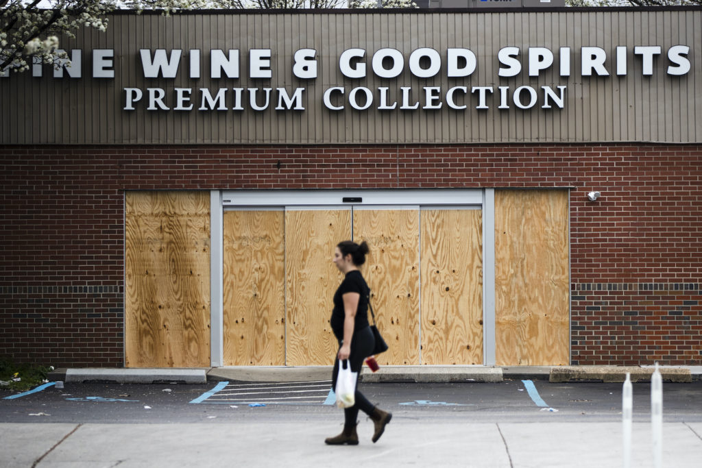 Virus Outbreak Pennsylvania Wine and Spirits store in Philadelphia