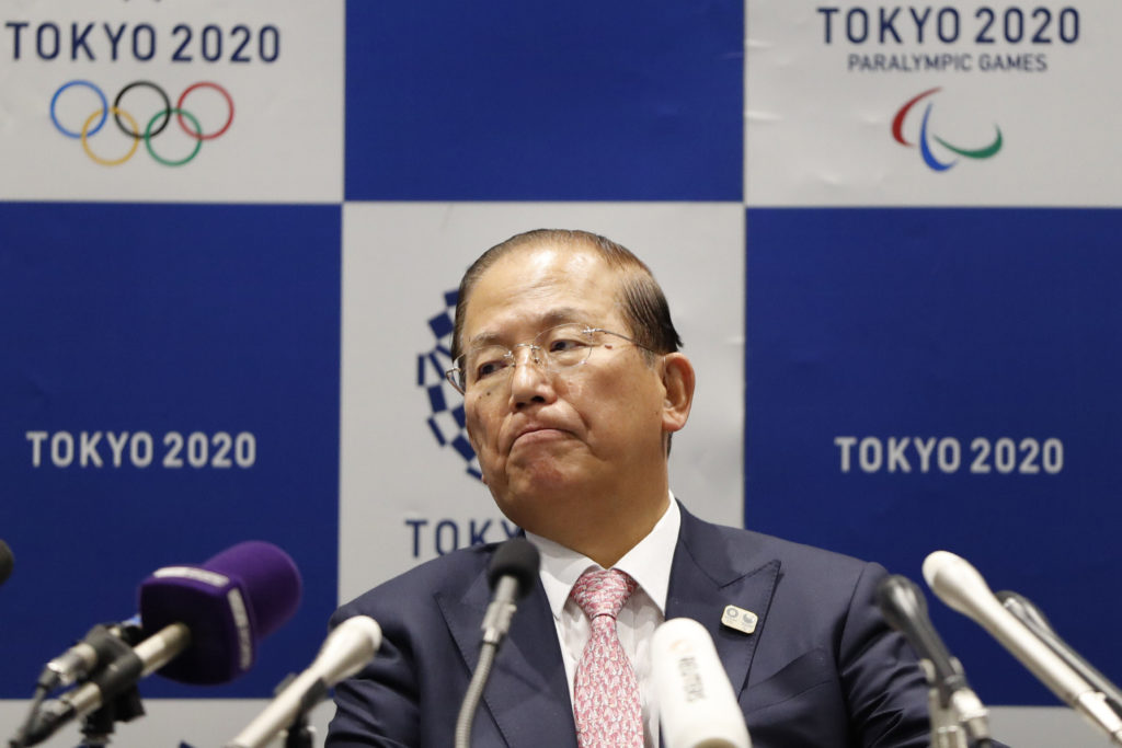 Olympics Tokyo Tokyo 2020 Organizing Committee CEO Toshiro Muto attends a news conference after a Tokyo 2020 Executive Board Meeting in Tokyo Monday, March 30, 2020. Tokyo Olympic President Yoshiro Mori said Monday he expects to talk with IOC President Thomas Bach this week about potential dates and other details for the rescheduled games next year. Both Mori and Muto said the the cost of rescheduling will be “massive” - local reports suggest several billion dollars - with most of the expenses borne by Japanese taxpayers. (Issei Kato/Pool Photo via AP)