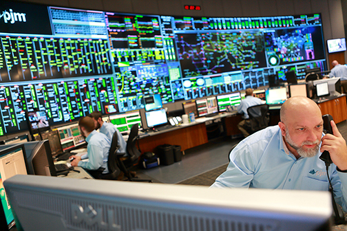 Control-Room-4 File: A view inside the control room at PJM Interconnection, which operates the electric grid for 65 million people in 13 states and the District of Columbia. (Courtesy of PJM Interconnection)