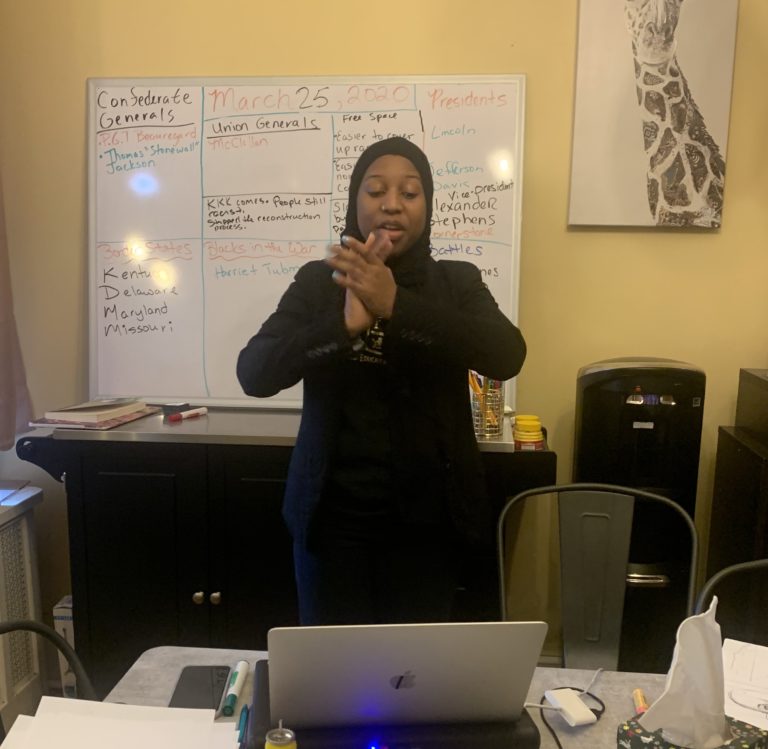 Northeast High School teacher Keziah Ridgeway teaching her online course. (Courtesy of Keziah Ridgeway)